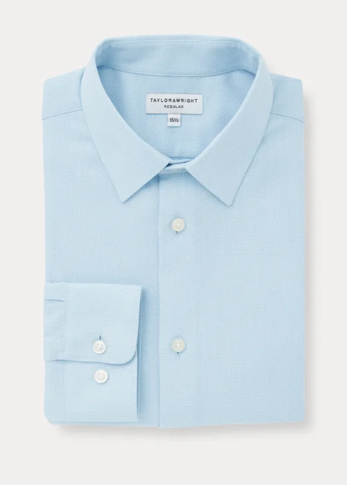 Taylor & Wright Blue Textured Regular Fit Shirt - 15 Collar Image 5