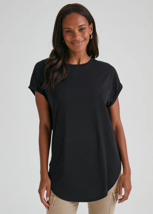 Black Longline T-Shirt - Small Image 1