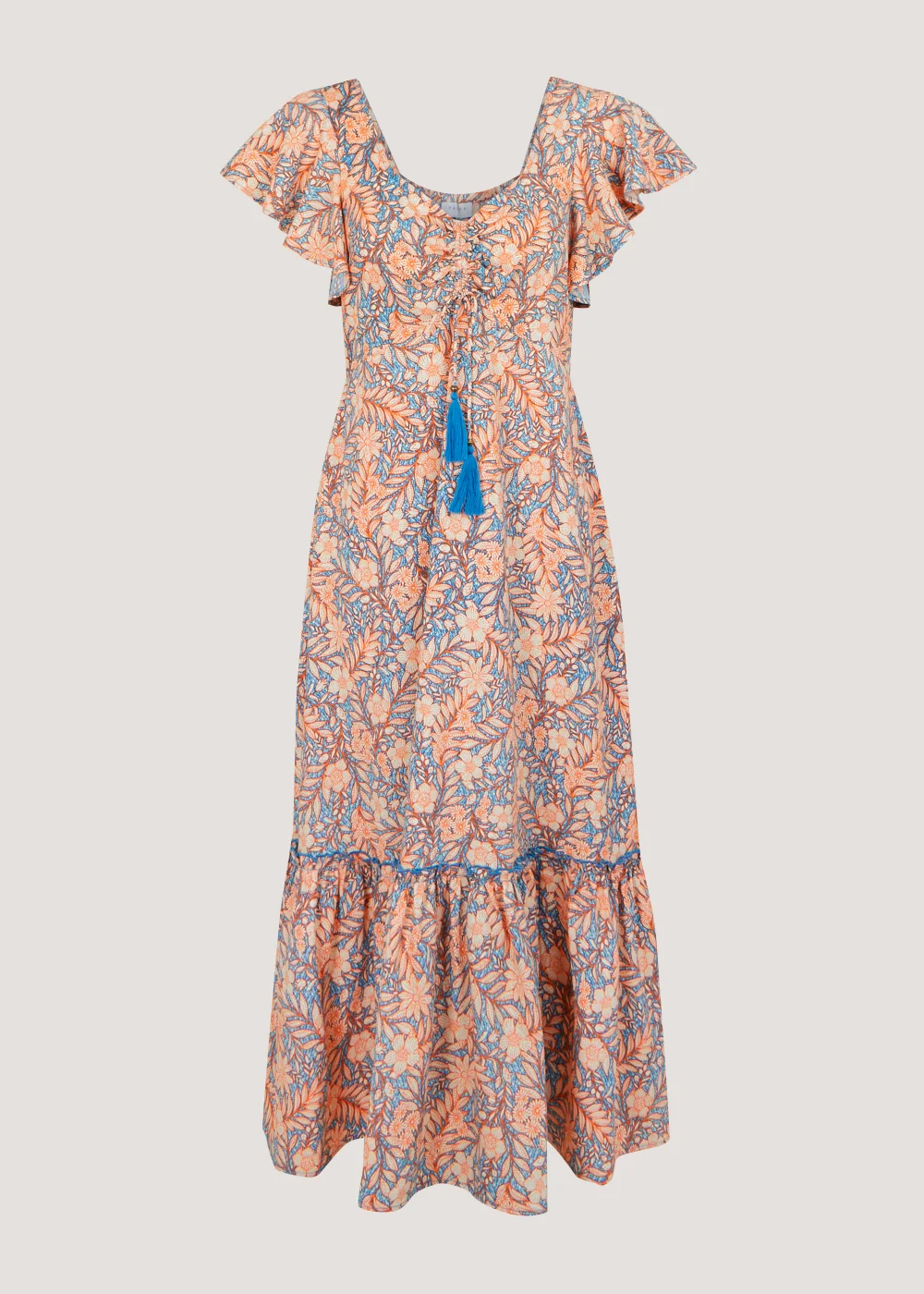 Papaya Petite Blue Floral Print Ruched Midi Dress - 6 Image 1