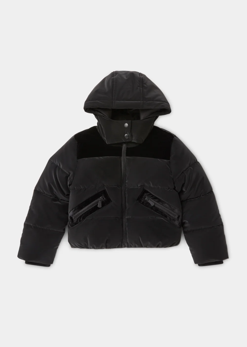 Girls Black Short Padded Coat (7-15yrs) - 10 Yrs Image 1