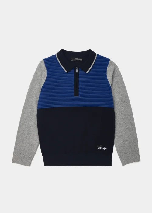 Boys Colour Block Ottoman Half Zip Long Sleeve Polo Shirt (4-13yrs) - 7 Yrs Image 5