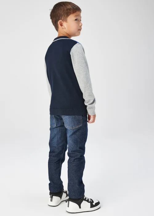 Boys Colour Block Ottoman Half Zip Long Sleeve Polo Shirt (4-13yrs) - 7 Yrs Image 2