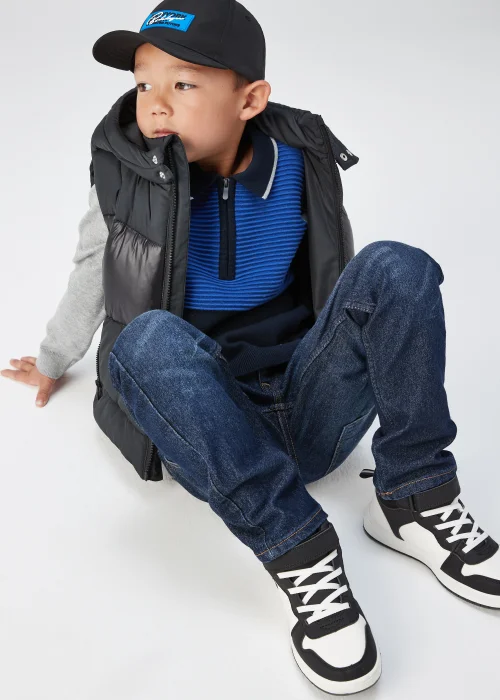 Boys Colour Block Ottoman Half Zip Long Sleeve Polo Shirt (4-13yrs) - 7 Yrs Image 4