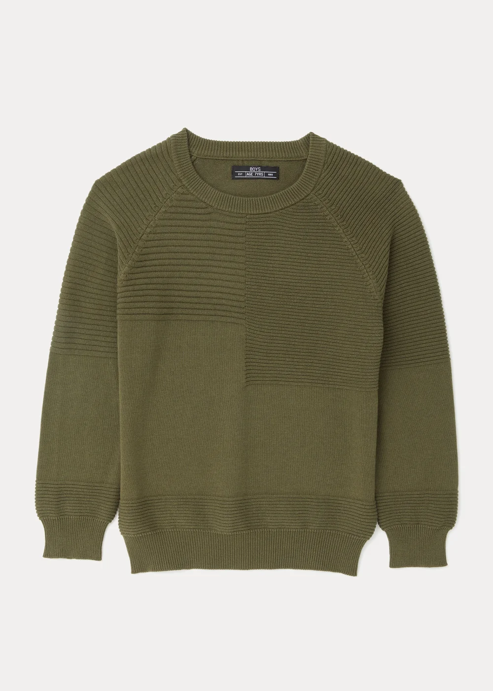 Boys Khaki Ribbed Crewneck Jumper (4-13yrs) - Age 4 Years Image 5