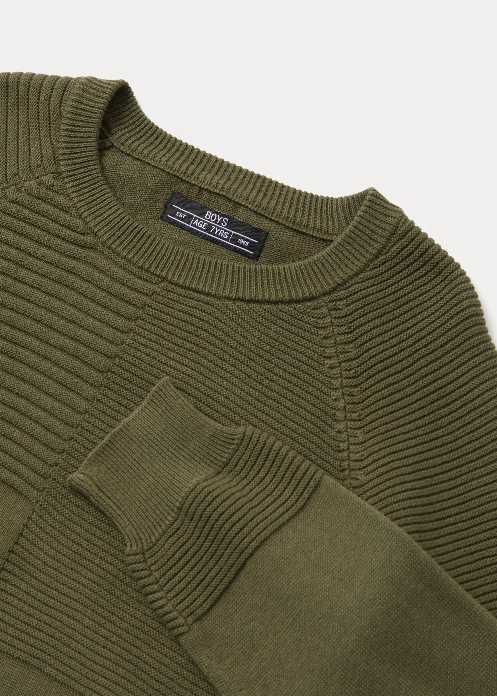 Boys Khaki Ribbed Crewneck Jumper (4-13yrs) - Age 4 Years Image 6