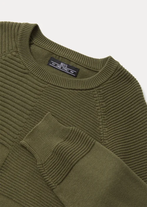 Boys Khaki Ribbed Crewneck Jumper (4-13yrs) - Age 4 Years Image 6