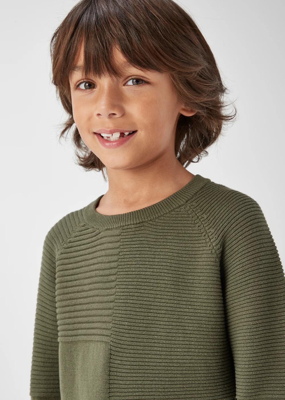 Boys Khaki Ribbed Crewneck Jumper (4-13yrs) - Age 4 Years Image 3