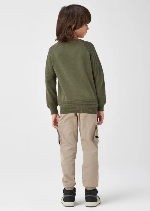 Boys Khaki Ribbed Crewneck Jumper (4-13yrs) - Age 4 Years Image 2