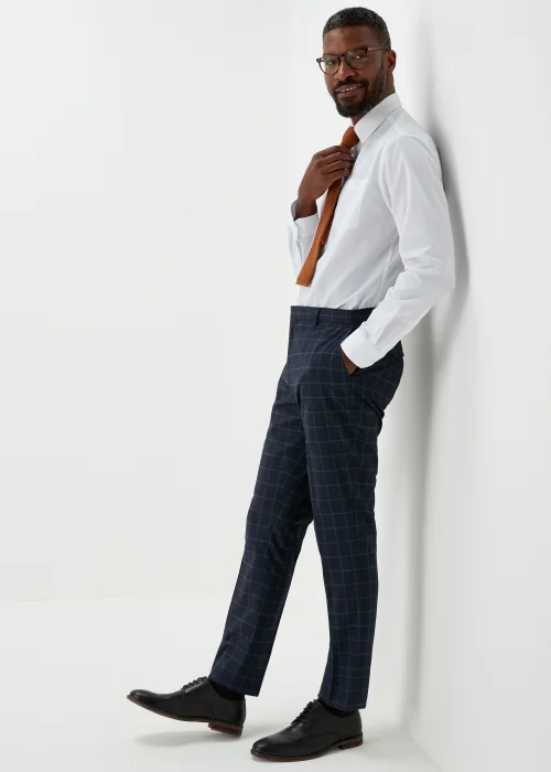 Taylor & Wright Navy Check Slim Fit Trousers - 30 Waist 29 Leg Image 4