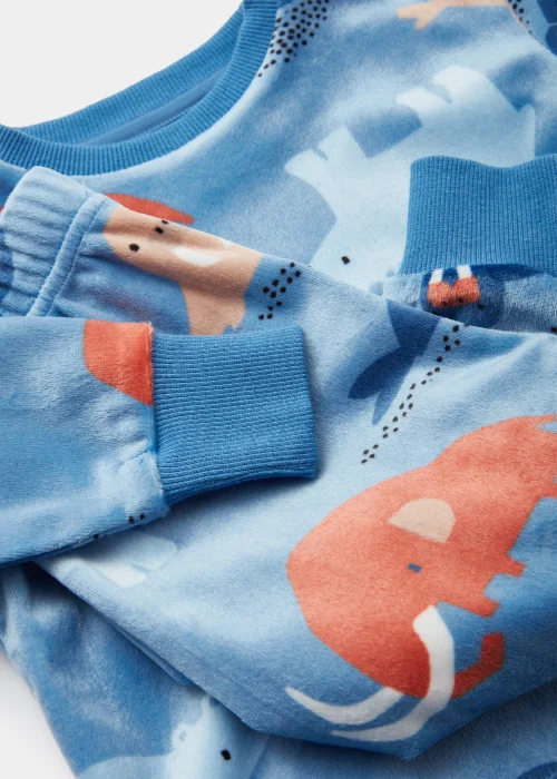 Boys Navy Animal Print Velour Twosie Pyjama Set (9mths-5yrs) - Age 9 - 12 Months Image 2
