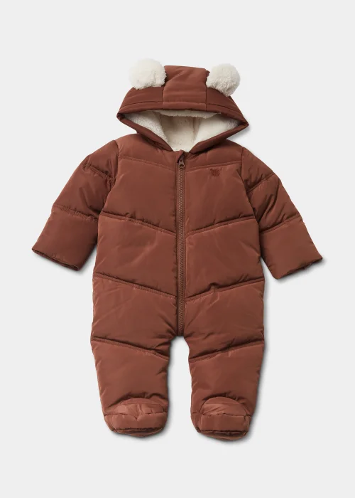 Baby Brown Padded Snowsuit (Newborn-18mths) - 0-3 months Image 1