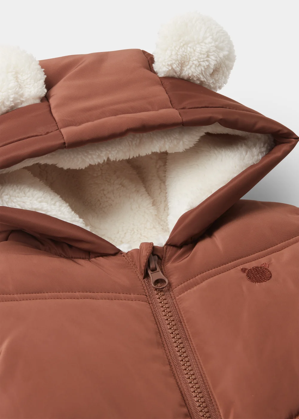 Baby Brown Padded Snowsuit (Newborn-18mths) - 0-3 months Image 2