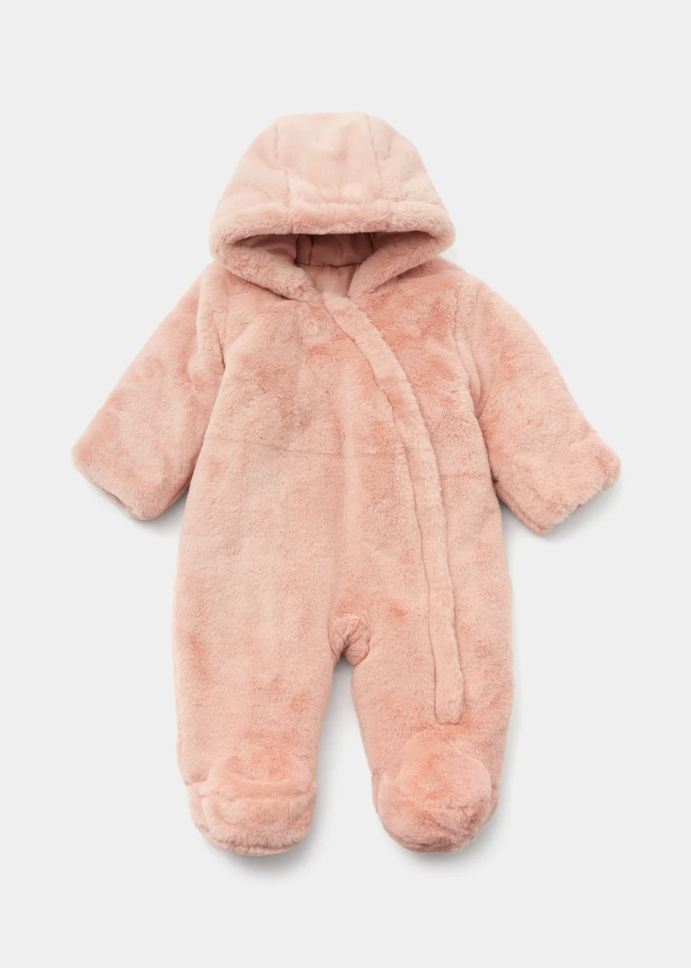 Baby Pink Faux Fur Snowsuit (Newborn-18mths) - 0-3 months Image 1