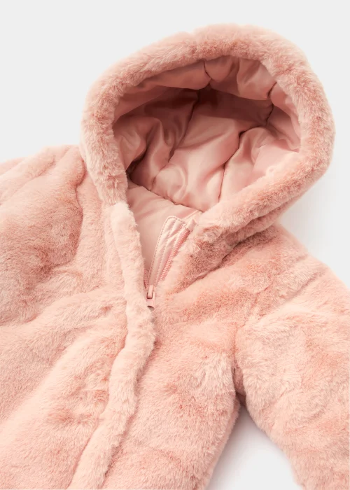 Baby Pink Faux Fur Snowsuit (Newborn-18mths) - 0-3 months Image 2