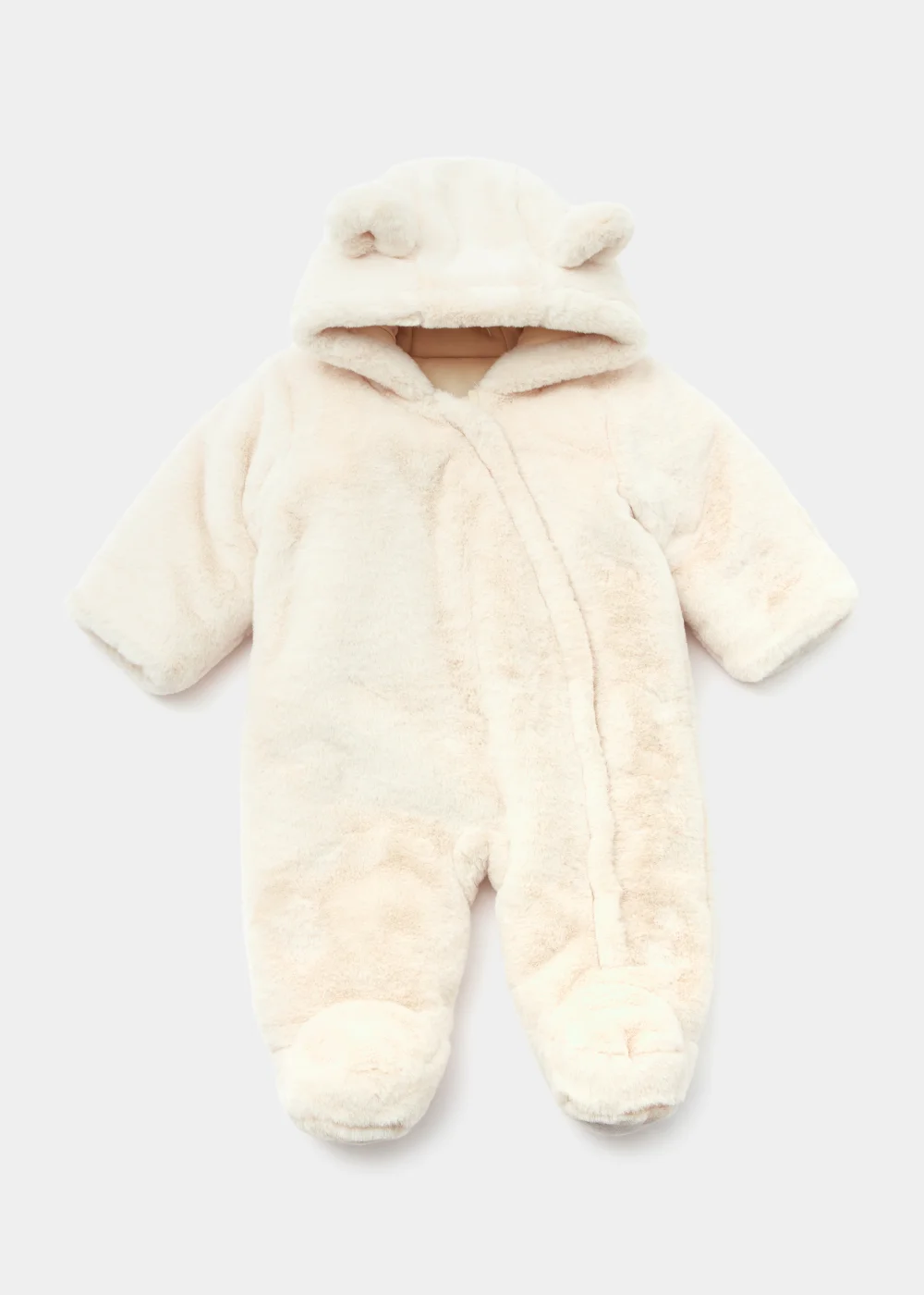 Baby Beige Faux Fur Snowsuit (Newborn-18mths) - 0-3 months Image 1
