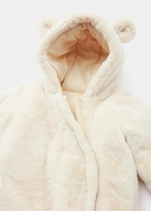 Baby Beige Faux Fur Snowsuit (Newborn-18mths) - 0-3 months Image 2