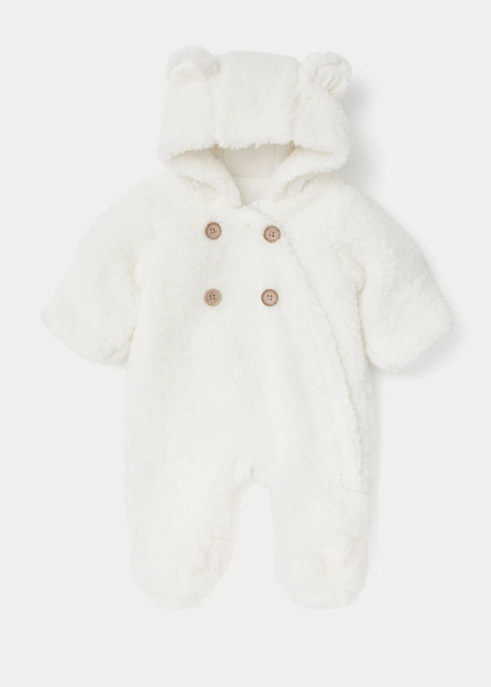 Baby Cream Borg Snowsuit (Newborn-18mths) - Newborn Image 1