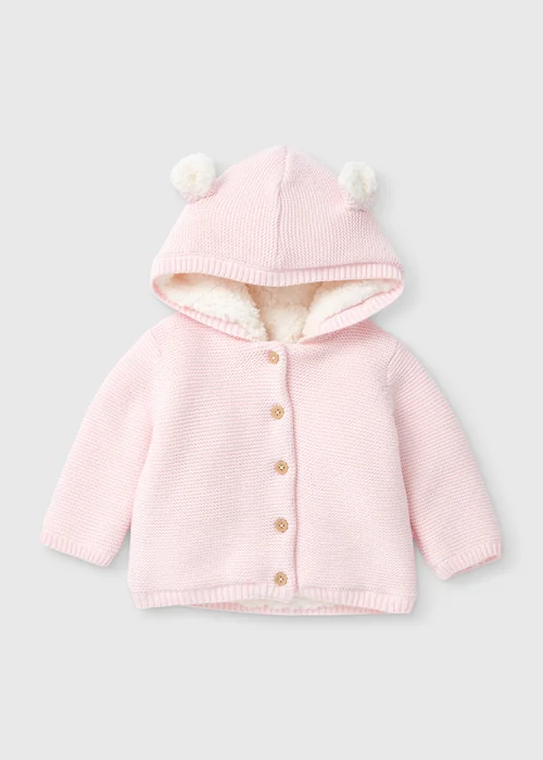 Baby Pink Borg Cardigan (Newborn-23mths) - 0-3 months Image 1