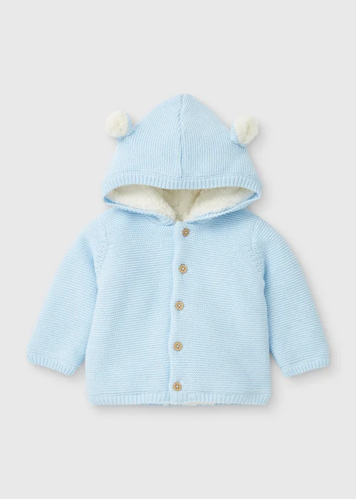 Baby Blue Borg Cardigan (Newborn-23mths) - 0-3 months Image 1