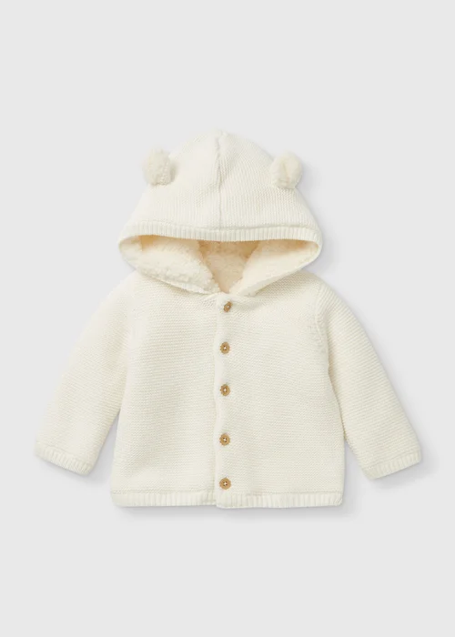 Baby Cream Borg Cardigan (Newborn-23mths) - 0-3 months Image 1