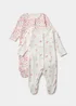 Baby 2 Pack Woodland Sleepsuits (Newborn-23mths) - Newborn Image 1