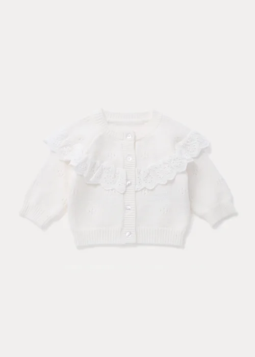 Baby Cream Pointelle Collar Cardigan (Newborn-23mths) - 0-3 months Image 1