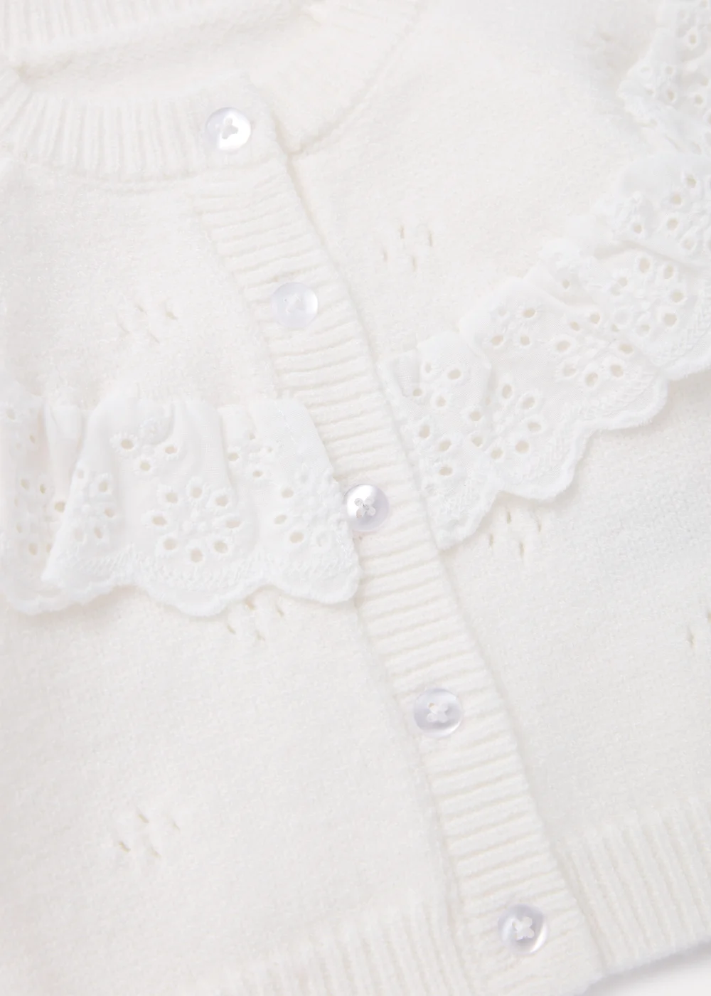 Baby Cream Pointelle Collar Cardigan (Newborn-23mths) - 0-3 months Image 2