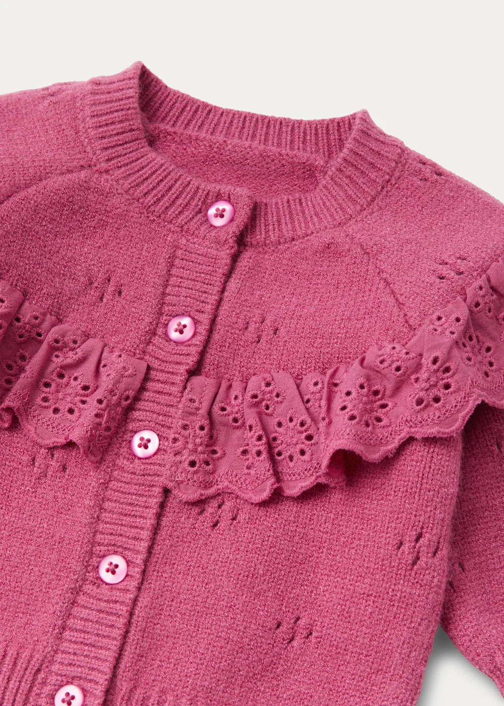 Baby Berry Pointelle Collar Cardigan (Newborn-23mths) - 0-3 months Image 2
