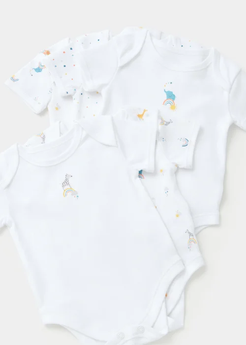 Baby 5 Pack White Rainbow Safari Animal Bodysuits (Newborn-23mths) - 0-3 months Image 2