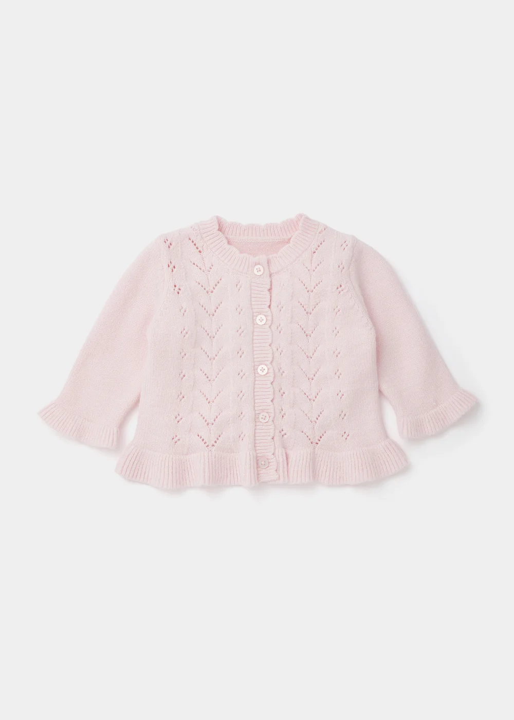 Baby Pink Crochet Knitted Cardigan (Newborn-23mths) - Newborn Image 1