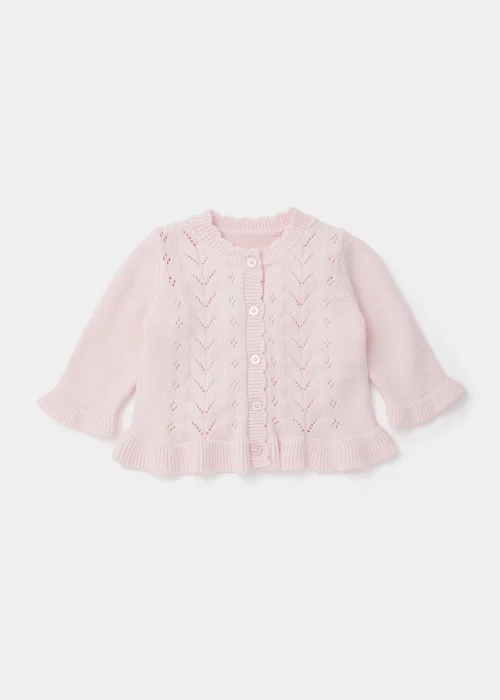 Baby Pink Crochet Knitted Cardigan (Newborn-23mths) - Newborn Image 1