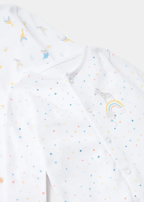 Baby 2 Pack Multicoloured Rainbow Safari Animal Sleepsuits (Newborn-23mths) - Newborn Image 2