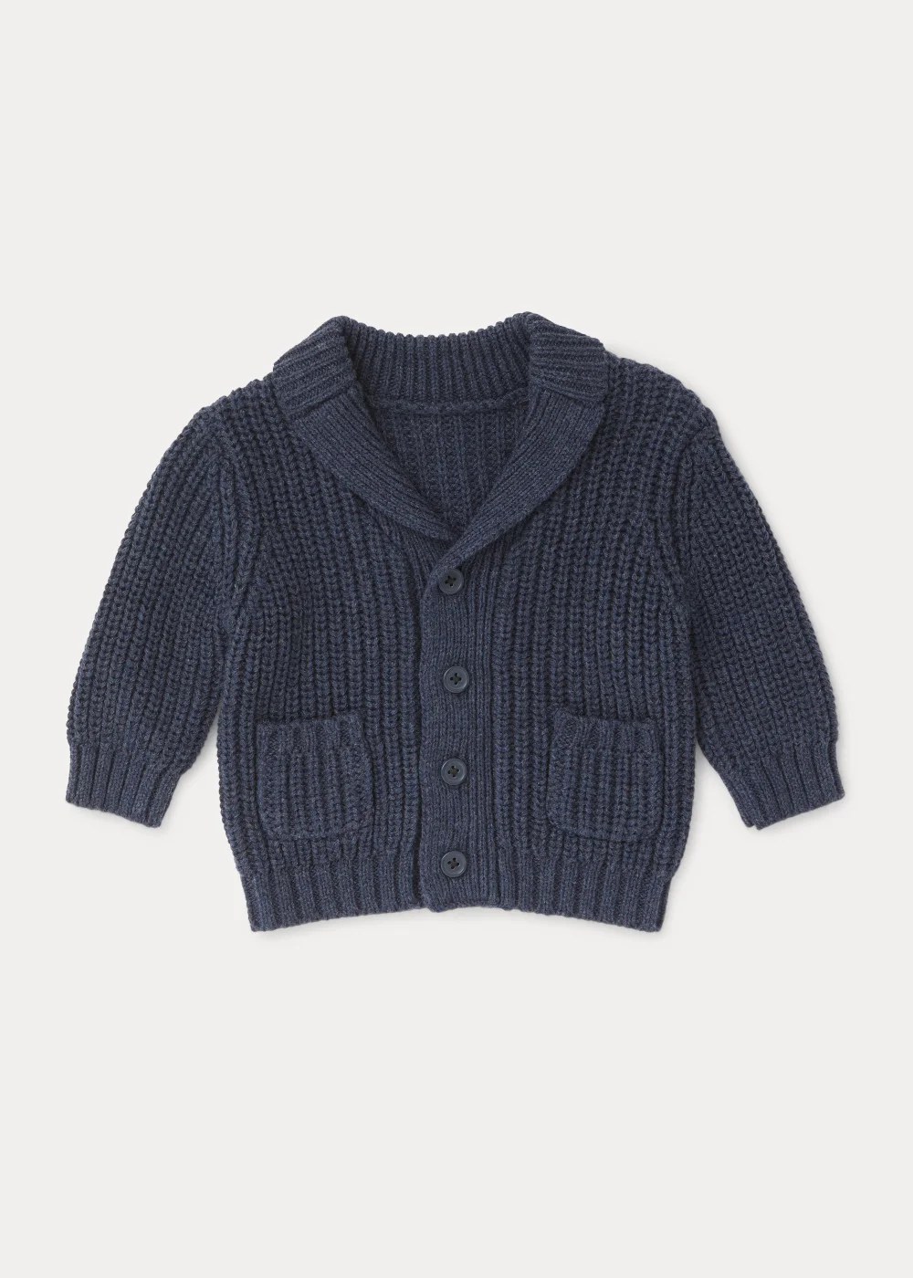 Baby Navy Fisherman Ribbed Cardigan (Newborn-23mths) - 0-3 months Image 1