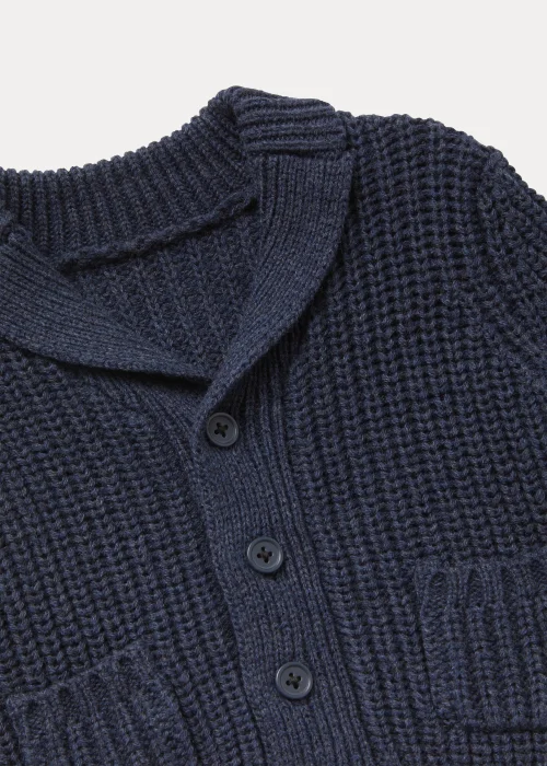 Baby Navy Fisherman Ribbed Cardigan (Newborn-23mths) - 0-3 months Image 2