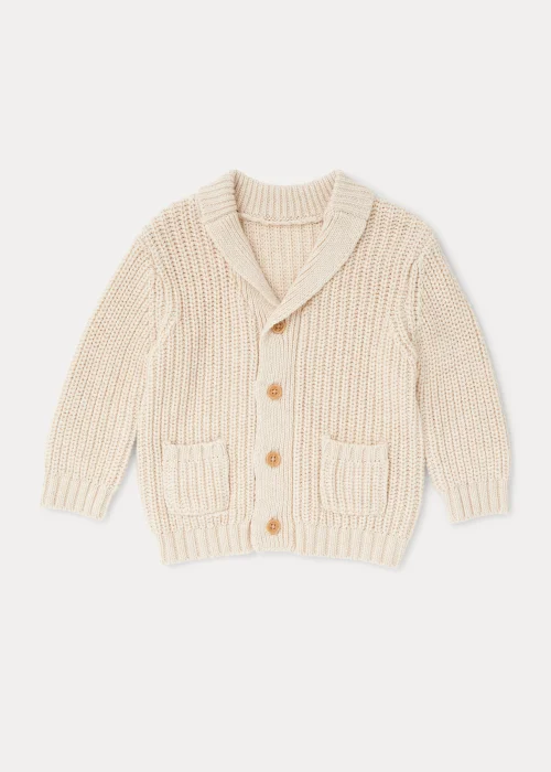 Baby Stone Fisherman Ribbed Cardigan (Newoborn-23mths) - 0-3 months Image 1