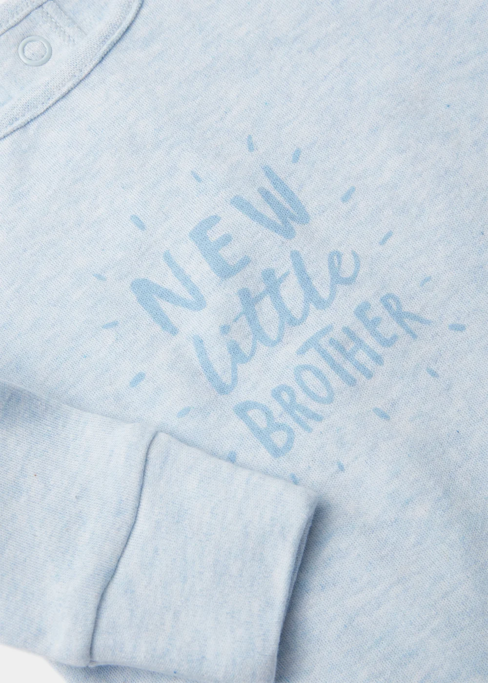 Baby Blue New Little Brother Sleepsuit (Tiny Baby-18mths) - Tiny Baby Image 2