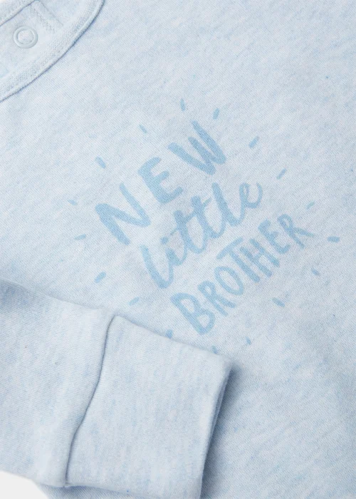 Baby Blue New Little Brother Sleepsuit (Tiny Baby-18mths) - Tiny Baby Image 2