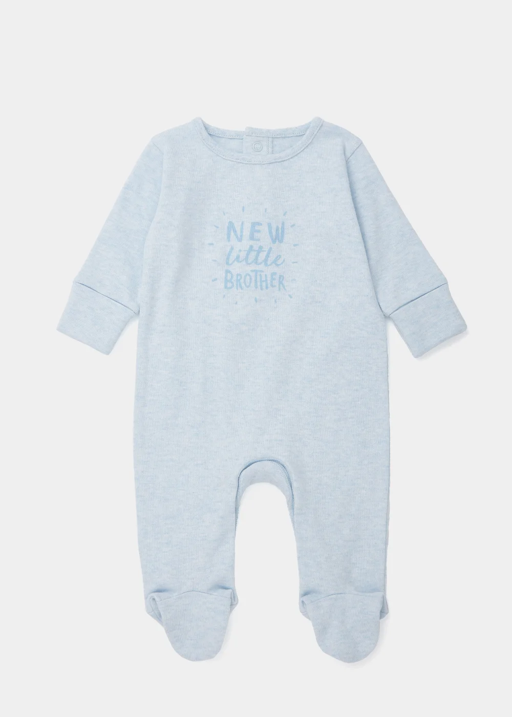 Baby Blue New Little Brother Sleepsuit (Tiny Baby-18mths) - Tiny Baby Image 1