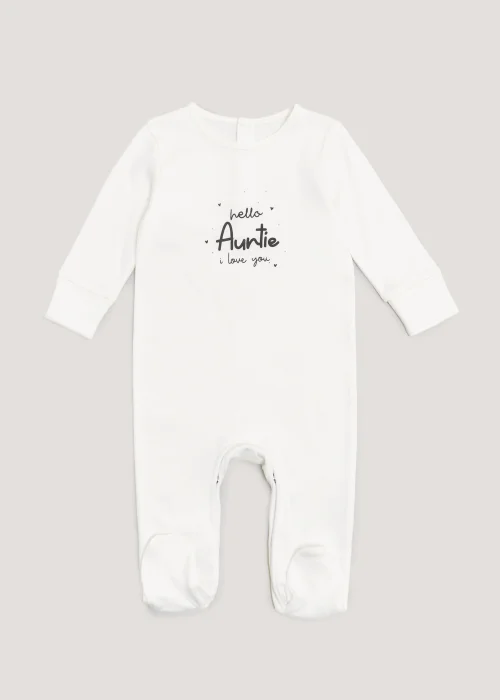 Baby Cream Auntie Sleepsuit (Tiny Baby-18mths) - Tiny Baby Image 1