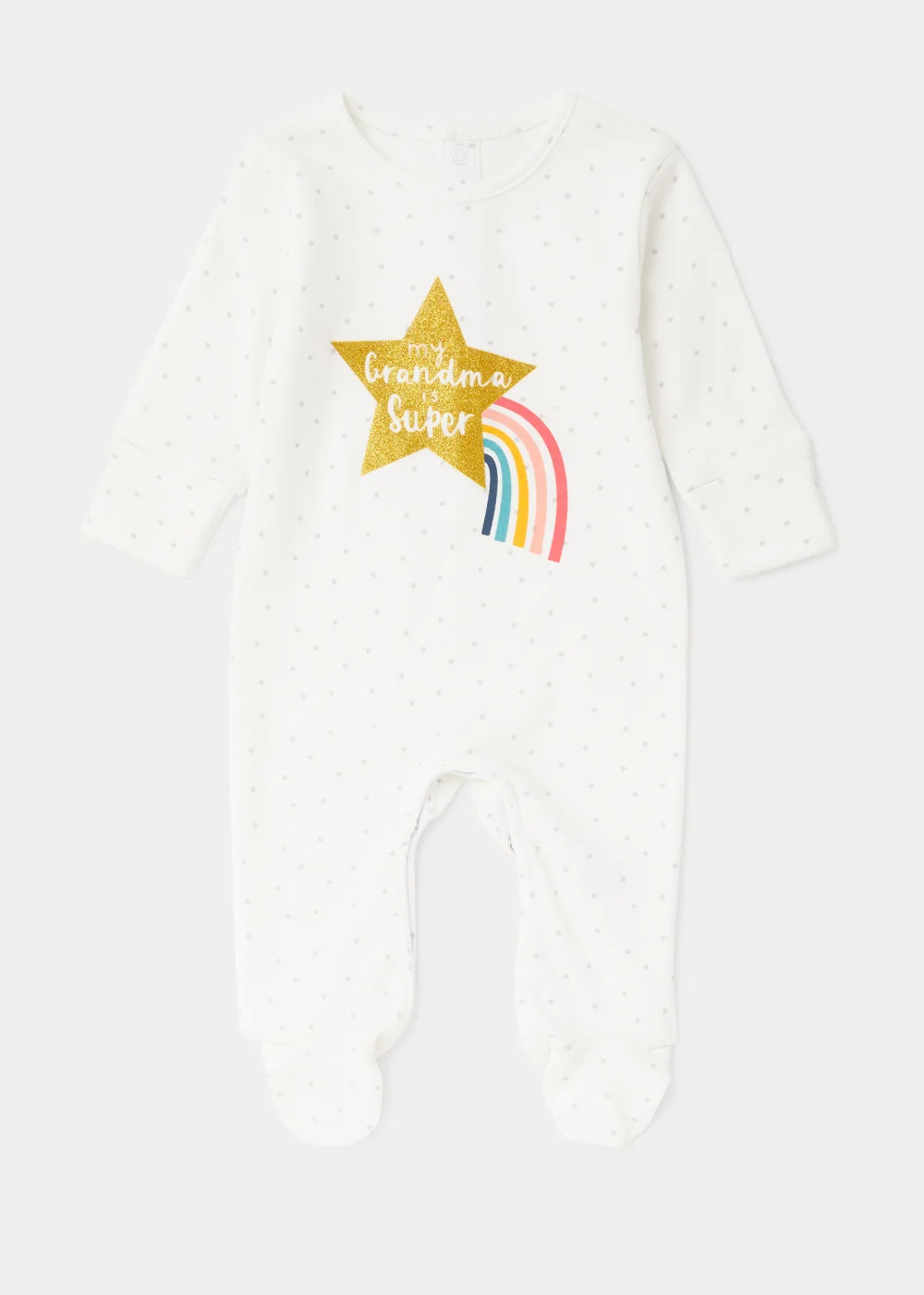 Baby Cream Grandma Star Print Sleepsuit (Tiny Baby-18mths) - Tiny Baby Image 1