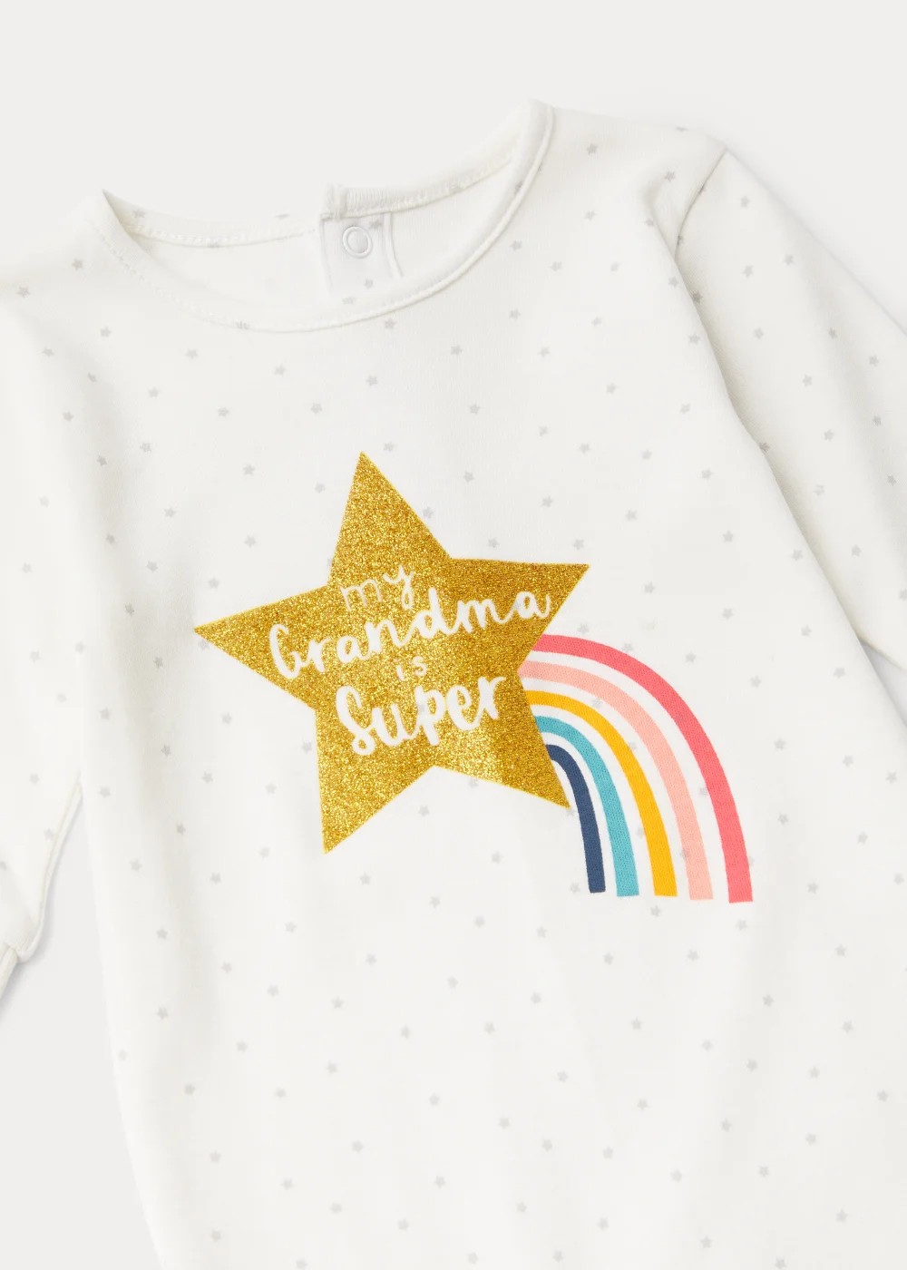 Baby Cream Grandma Star Print Sleepsuit (Tiny Baby-18mths) - Tiny Baby Image 2