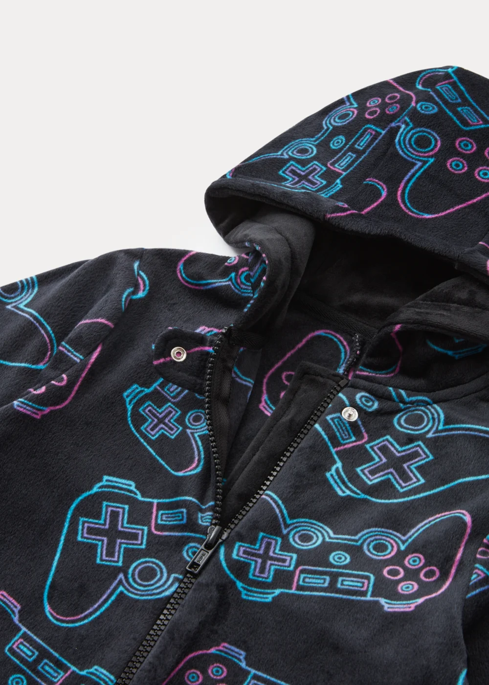 Boys Black Game Console Velour Onesie (4-13yrs) - Age 4 Years Image 2