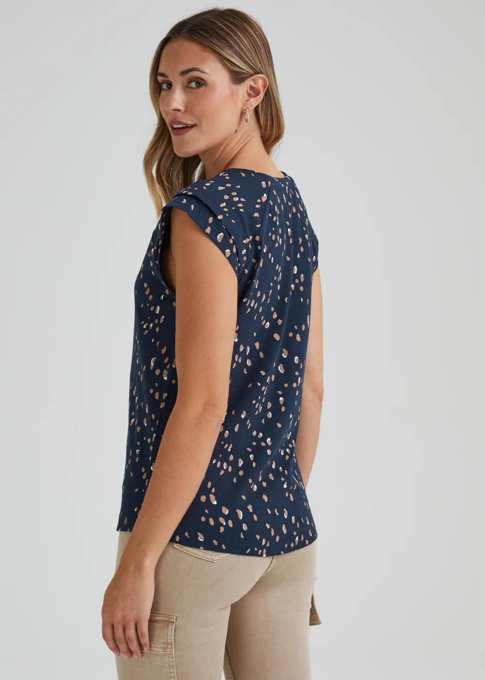 Navy Mark Making Print V-Neck T-Shirt - 8 Image 2