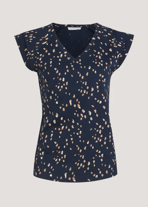 Navy Mark Making Print V-Neck T-Shirt - 8 Image 5
