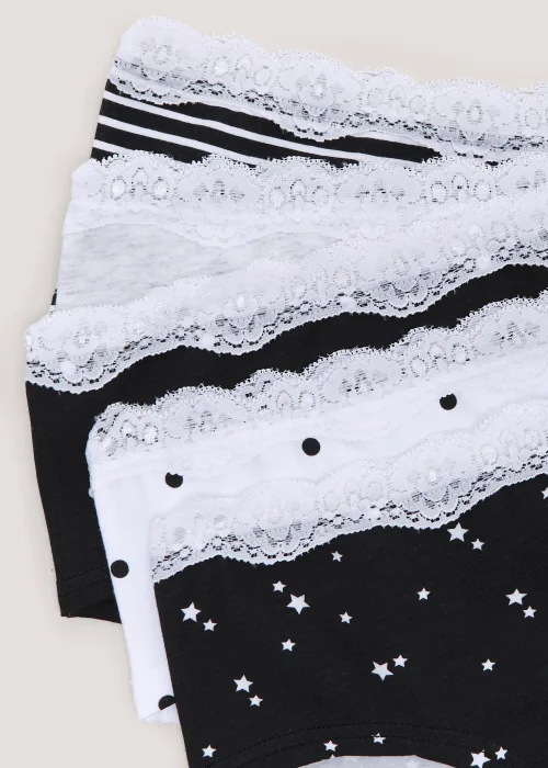 Girls 5 Pack Hipster Short Knickers (6-13yrs) - Age 6 - 7 Years Image 2
