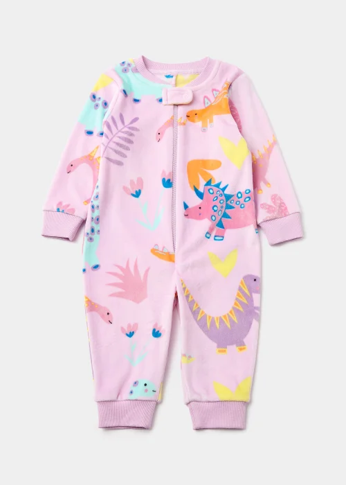 Baby Lilac Dinosaur Velour Footless Onesie (9mths-5yrs) - Age 18 - 23 Months Image 1