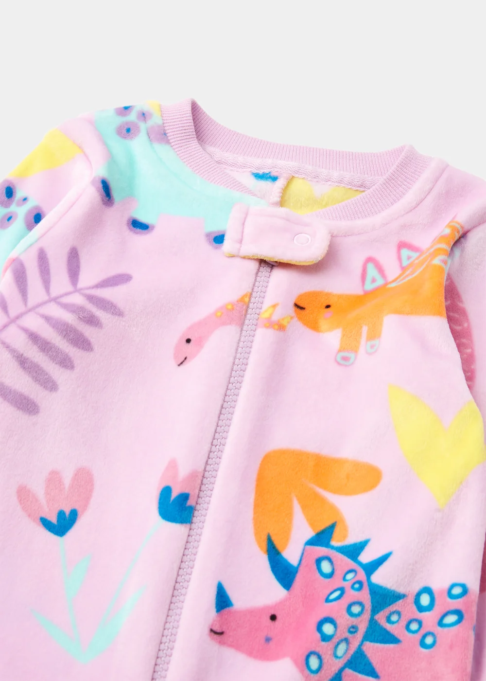 Baby Lilac Dinosaur Velour Footless Onesie (9mths-5yrs) - Age 18 - 23 Months Image 2