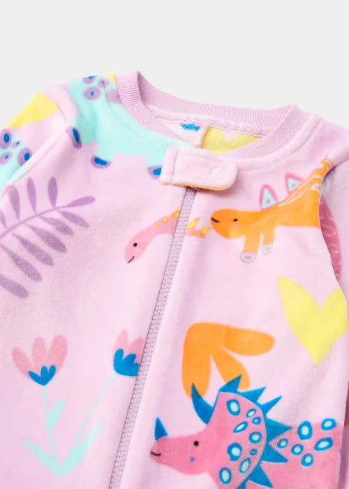 Baby Lilac Dinosaur Velour Footless Onesie (9mths-5yrs) - Age 18 - 23 Months Image 2