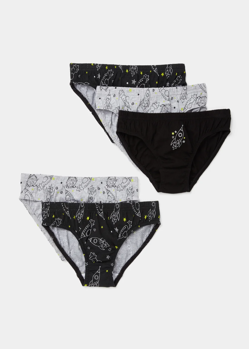Boys 5 Pack Multicoloured Space Briefs (2-9yrs) - Age 2 - 3 Years Image 1