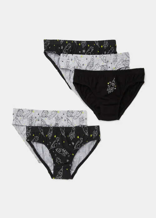 Boys 5 Pack Multicoloured Space Briefs (2-9yrs) - Age 2 - 3 Years Image 1